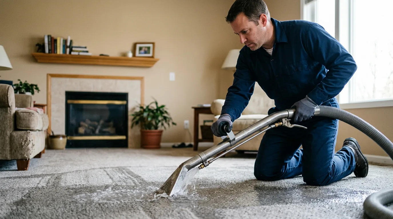 Water damage restoration technician working near Amity, MO